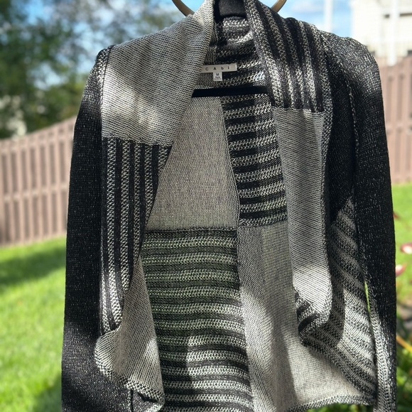 CAbi Black and Gray Patchwork Cardigan - Picture 1 of 7